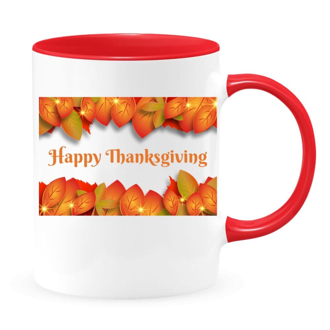 Happy Thanksgiving Mug Holiday Coffee Mug Gift Two Toned Etsy