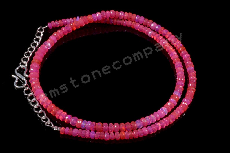 GC#2010 39 Cts Wholesale Color Opal Beads Natural Ethiopian Pink Opal Faceted Rondelle Beads 16 Inches Strand 3.5-5 MM