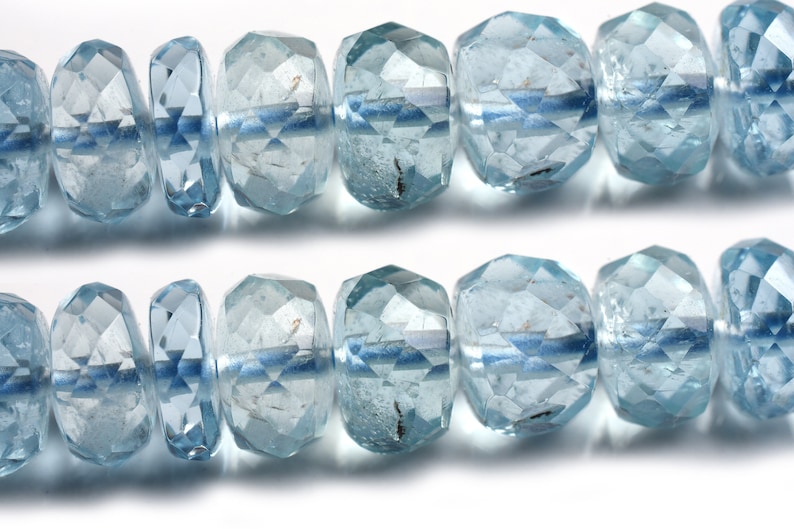 Natural Aquamarine Faceted Beads 45 MM 16 Inches Strand Etsy