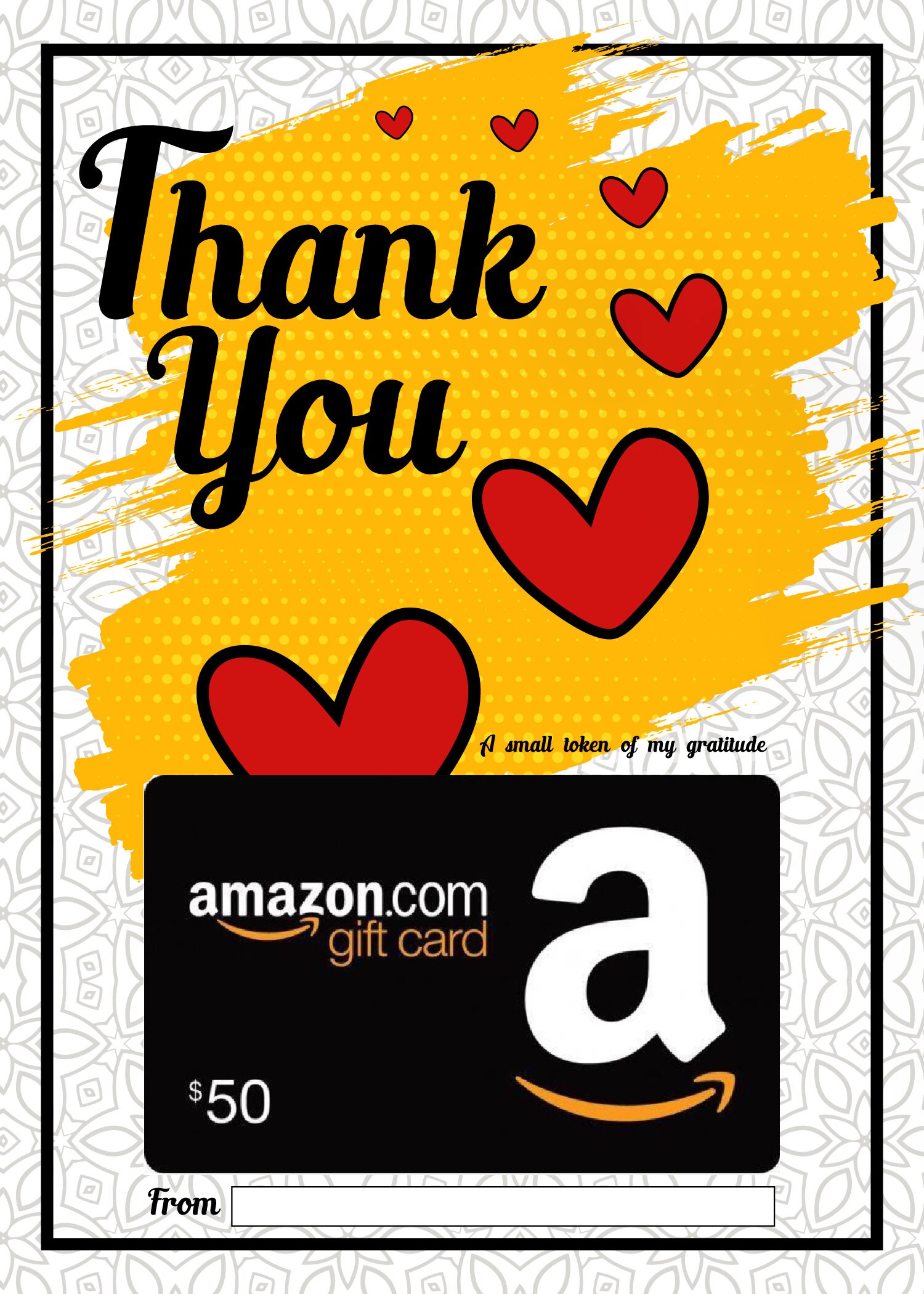Printable Thank You Amazon Gift Card holder for all occasions Etsy