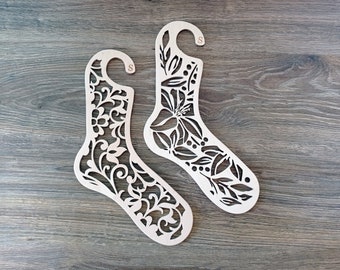Personalized Wooden Sock Blockers: Floral Knitting Tool Gift