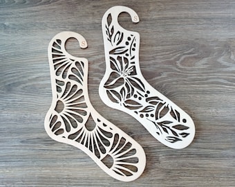 Personalized Wooden Sock Blockers: Floral Knitting Tool Gift