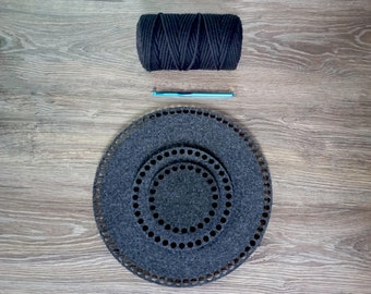 Graphite Felt base, bag basket,hole 9mm, felt crochet base for bag, or basket , for Craft DIY, felt base, Crochet bag base, bag base