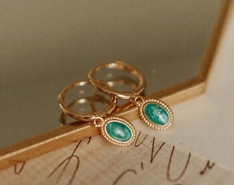 Turquoise Hoops in Gold and Silver, Gold Filled Jewelry, Sterling Silver Jewelry, Women's Unique Earrings, Classy Design, Popular Right Now