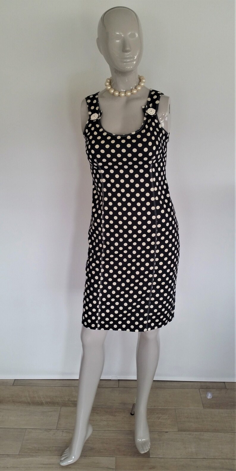 dotted tube dress 1990\u2019s vintage Italian polka dot print dress Made in Italy