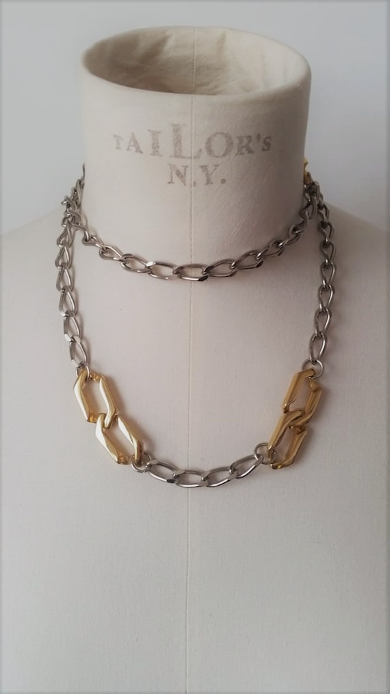 1990’s ITALIAN two tone MAXI CHAIN/ Italian jewelr
