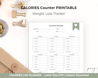 Kalorienzähler | Weight Loss Tracker zum Ausdrucken - Sofort Download