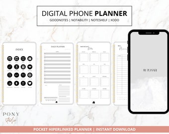 Minimalist Digital Phone Planner, Digital Pocket Planner, iPhone Digital Planner, Android Digital Phone Planner, Smart Phone Digital Planner