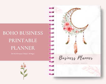 2022 Printable Boho Small Business Planner, kleiner rosa Business Planer, Feminine Home Business Organizer | 30 Seiten, PDF druckbare Einlagen