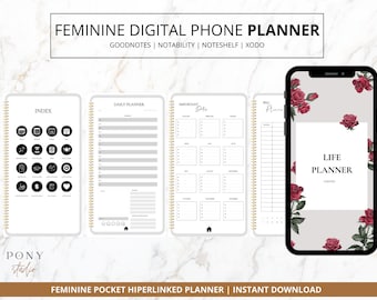 Kobiecy cyfrowy planer telefoniczny, cyfrowy planer kieszonkowy, cyfrowy planer na iPhone'a, cyfrowy planer na telefon z Androidem, cyfrowy planer na smartfon