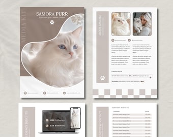 Canva Katze Media Kit Vorlage | Haustier Media Kit Vorlage | 4 Seiten