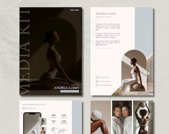 Canva Pilates & Yoga Coach Mediakit | Anpassbare ästhetische 4-seitige Vorlage | PDF Herunterladen | Social Media Influencer Ratgeber