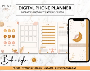 Digital Phone Planner, Boho Digital, Pocket Planner, iPhone Digital Planner, Android Digital Phone Planner, Smart Phone Digital Planner