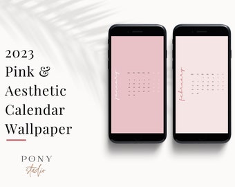 2023 Pink Aesthetic Calendar Wallpapers for Phone | Monthly Wallpaper | Instant download | Minimal design for android & iPhone