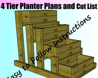 4 Tier Patio Planter Plans and Cut List - Tiered Vegetable Garden Tiered Flower Raised Bed Garden