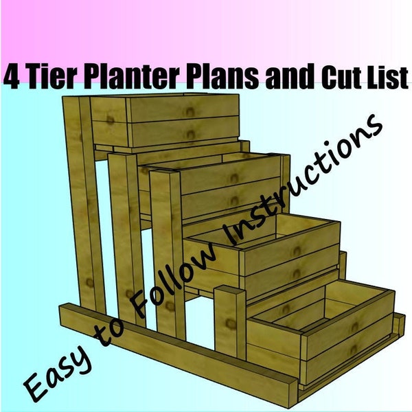 4 Tier Patio Planter Plans and Cut List - Tiered Vegetable Garden Tiered Flower Raised Bed Garden