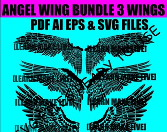 Realistic Angel Wings SVG Bundle - 3 Wing Versions CNC and Laser Ready - Great DIY Drawing or Coloring Book Images