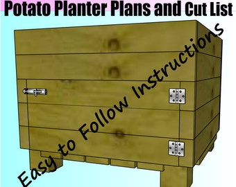 El plan y la lista de cortes de la caja de macetero de patatas de lecho elevado de Easy Harvest funcionan muy bien como huerto de huertos de lecho elevado o contenedor de abono pequeño