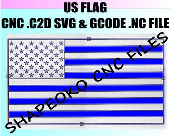 US American Flag CNC Ready to Cut  .c2d, GCode, NC, svg files - Shapeoko Carbide Create Software or Any Vector Based Laser or Plasma Cutter