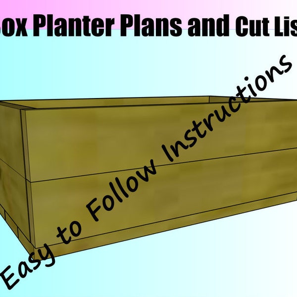 Patio or Window Box Planter Build Plans and Cut List for Vegetables Herbs and Flowers Easy Construction Simple to Follow Plans