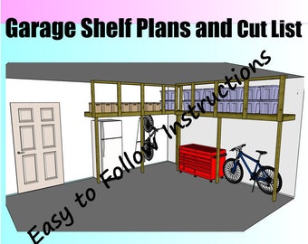 2x4 Garage Shelf Build Plans and Cut List - Easy to Build Home Shed and Shop Storage - Inexpensive DIY Plastic Tote Garage Organization