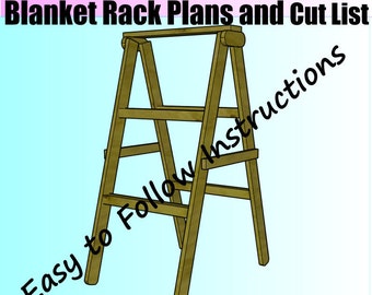 Blanket Ladder Rack Build Plans and Cut List - Quilt Rack - Towel Rack Easy Construction Simple to Follow Plans