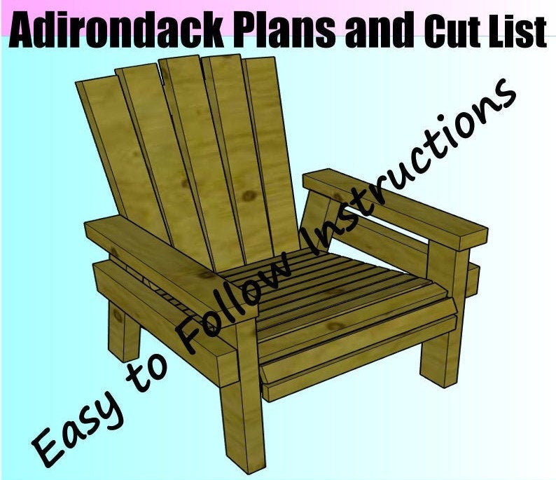 2x4 Adirondack Lounge Chair Build Plans and Cut List Simple Etsy