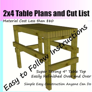 2x4 Utility Workbench Table Plans and Cut List - Easy to Build - Materials Cost Less Than 80 Dollars - Super Strong