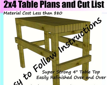 2x4 Utility Workbench Table Plans and Cut List - Easy to Build - Materials Cost Less Than 80 Dollars - Super Strong