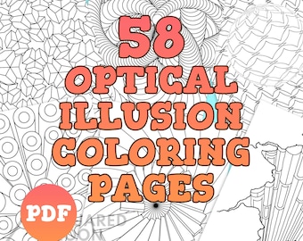 Optical Illusion Coloring Pages | 58 Coloring Pages Printable | Adult Coloring Book PDF | PDF file | Instant Download | Colouring Sheets