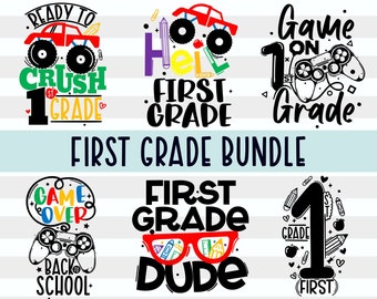 First Grade Boy SVG Bundle: Monster Truck, Gaming (Digital Cricut File)