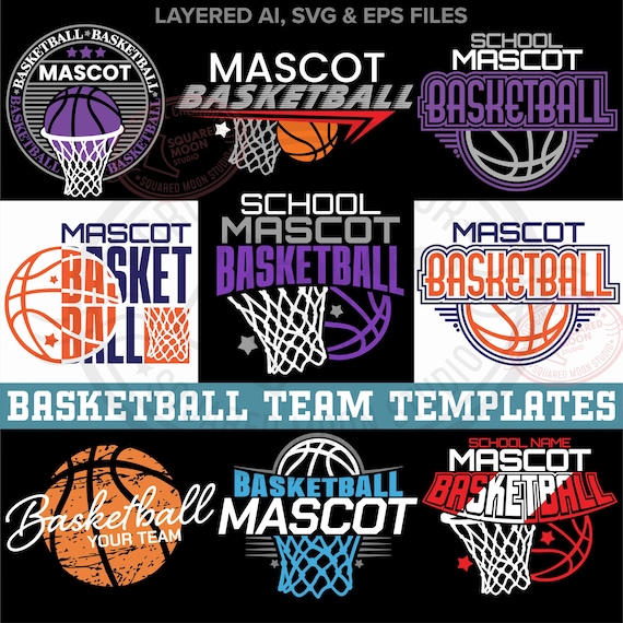 Basketball SVG PNG Bundle, Custom Team Mascot Template, Eps Pdf Jpeg Dxf