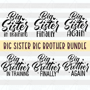 Pacote Big Sister Svg | Anúncio do Big Brother Digital | Big Sister em Treinamento PNG | Presentes para Revelação de Gravidez e Bebê | Arquivos Silhouette e Cricut
