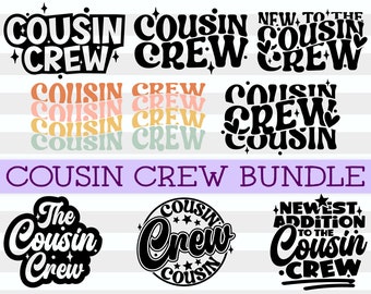 Cousin Crew Svg Bundle| Boho Stacked Cousin Matching Gifts for Babies, Kids, Toddlers & Adults| Retro Wavy Cousin Reunion Png| Layered Files