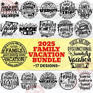 Paquete SVG de vacaciones familiares 2025, Vacaciones en la playa (PNG), Verano 2025 (PNG), Familia a juego (PNG), Vacaciones de viaje (PNG), Archivos digitales de Cricut, PNG, DXF