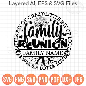 Family Reunion 2026 SVG PNG, Crazy Little Bit of Loud, Family Name Template