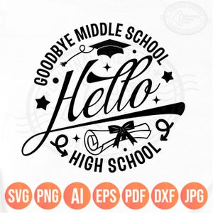 Auf Wiedersehen Mittelschule Hallo Gymnasium SVG Png Png, Abschlussfeier der 5