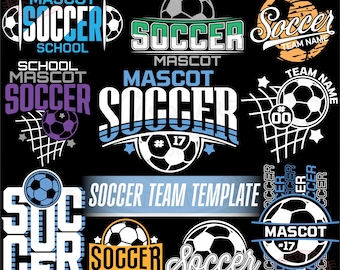 Soccer SVG PNG Bundle, Custom Team Mascot Template, Eps Pdf Jpeg Dxf