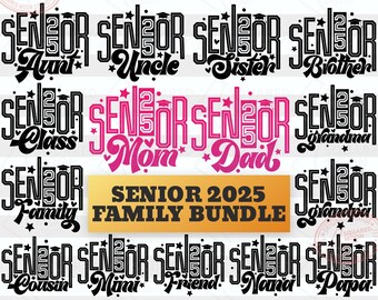 Pacchetto di file SVG per la famiglia del 2025, file SVG per la mamma del 2025, file SVG per il papà del 2025, pacchetto regalo di laurea, file PNG per la classe del 2025, file Cricut digitali, file DXF EPS