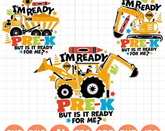 Pre k Svg Png Bundle, I'm Ready for Prek, Construction Designs