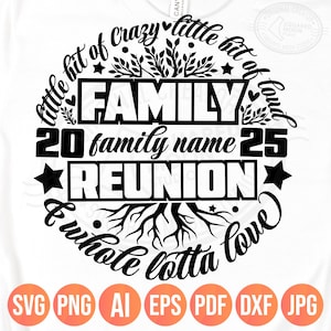 Little Bit of Crazy Little Bit Loud Whole Lotta Love, Family Reunion Svg Png, DIY Custom Name Template, 2025 Family Matching Shirts Designs