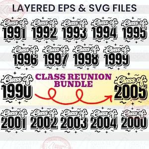 Reunion Svg Bundle From 1990 to 2005, Class Reunion Svg, 90s Group Spirit Classmates Reunion Matching Gifts, Cricut Silhouette & Sublimation