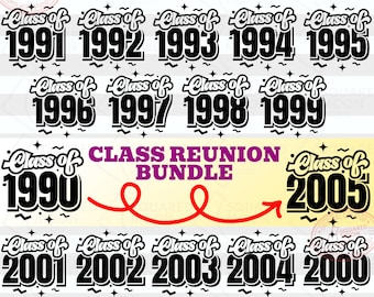 Class Reunion SVG Bundle: 1990-2005, Group Matching Gifts