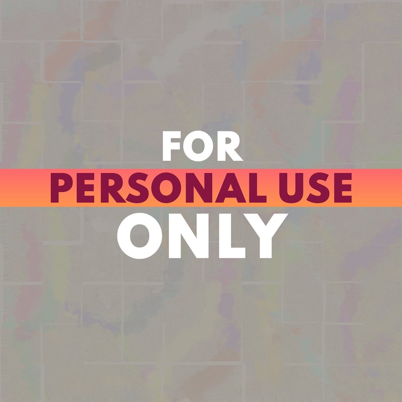 Puede incluir: Una ilustraci&oacute;n digital con un fondo gris y un patr&oacute;n abstracto colorido. El texto "FOR PERSONAL USE ONLY" est&aacute; escrito en letras blancas sobre una franja roja y naranja.