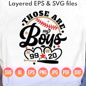 Mamá de béisbol Svg Png/Esos son mis niños Svg/Mamá de béisbol de 2 niños/Plantilla de número de jugador personalizada de bricolaje/Regalo para padres de la temporada de béisbol/En capas