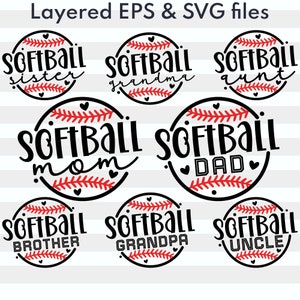 Softball Svg Bundle| Matching Softball Family Svg| Sports DIY Gifts for Shirts and Tumblers| Softball Mom & Dad Svg Cricut Silhouette| Png