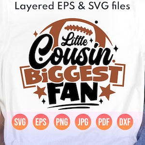 Kleiner Cousin Größter Fan Fußball geschnitten Datei | Fußball-Cousin-Svg Png | Junge Fußball Geschenk | Fußball Geschwister | Geschichtete digitale Dateien