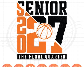 Senior Basketball 2027 SVG PNG: Split Design, Team Colors (Digital File)