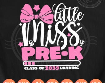 Little Miss Pre-K SVG: Coquette Pink Bow Shirt Design (Digital Download)