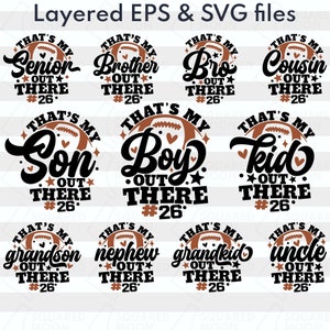 Fußball-Familie-Svg-Bundle| Das ist mein Junge da draußen | DIY benutzerdefinierte Nummer | Fußball Schwester Geschenk | Mein Enkel-Fußballspieler | Digitale Dateien